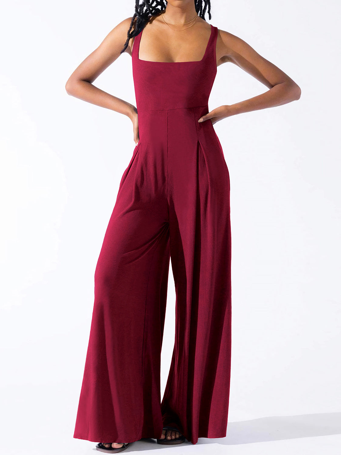 "Avery" Square Neck Wide Strap Jumpsuit