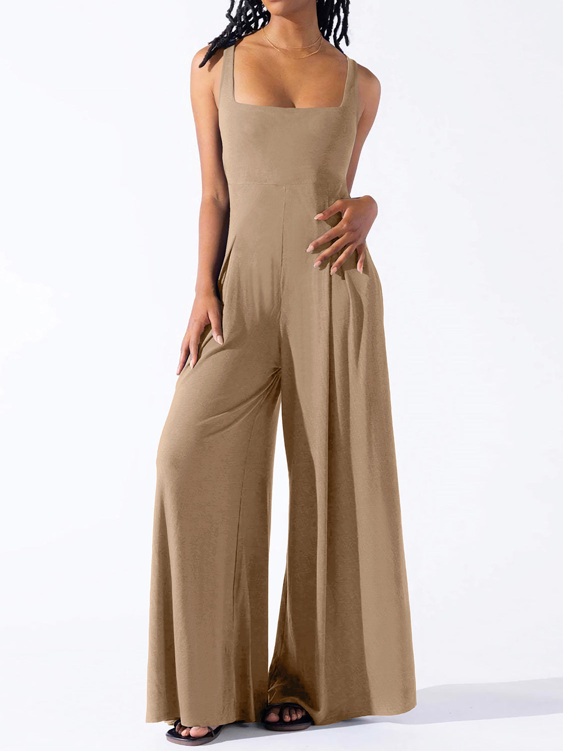 "Avery" Square Neck Wide Strap Jumpsuit