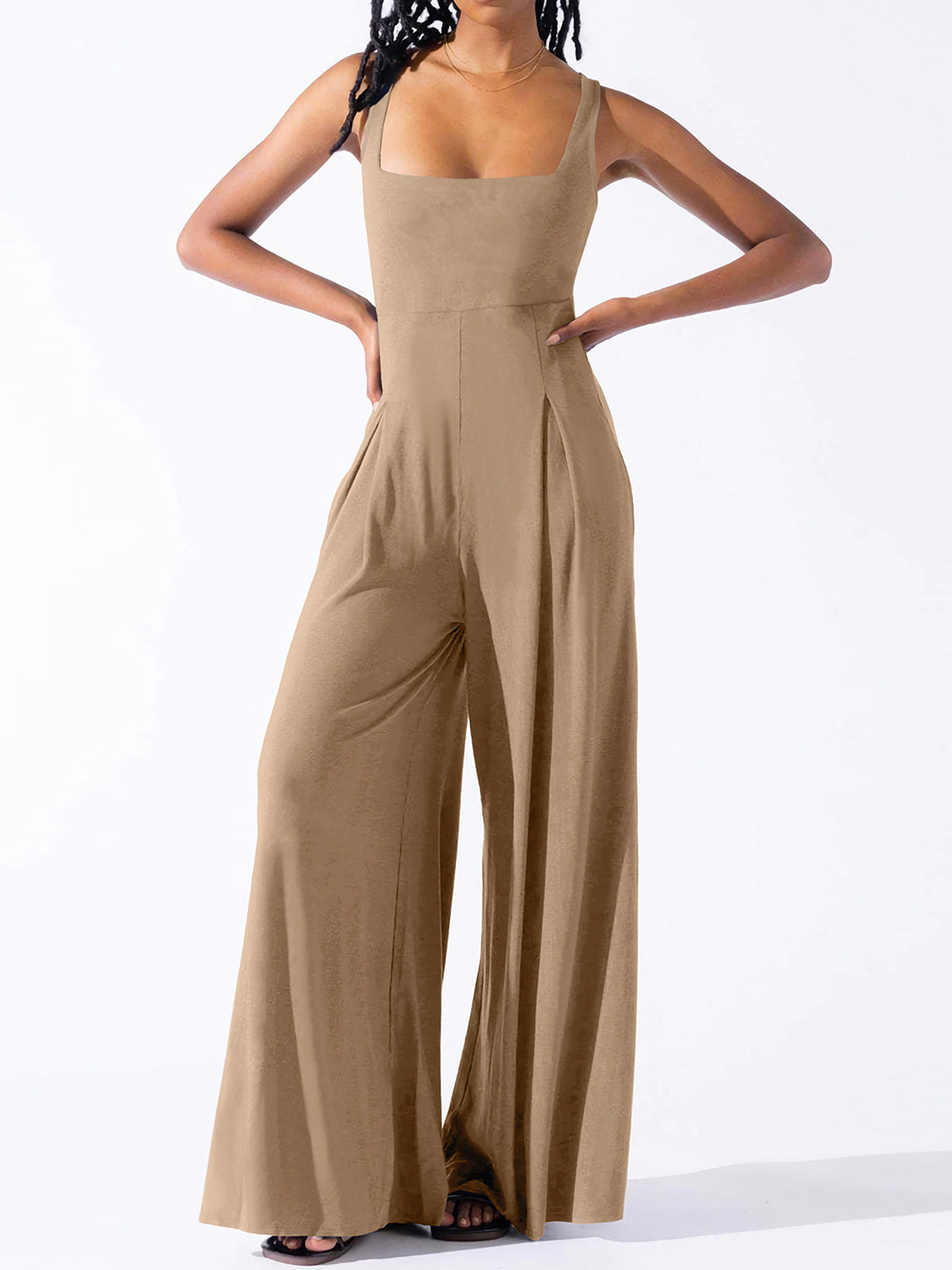 "Avery" Square Neck Wide Strap Jumpsuit