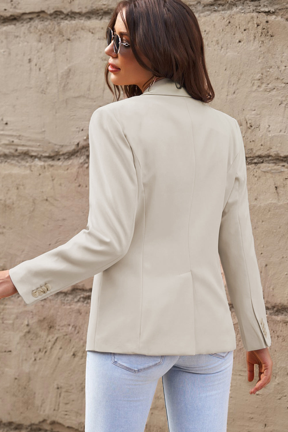 "Natalia" One-Button Flap Pocket Blazer