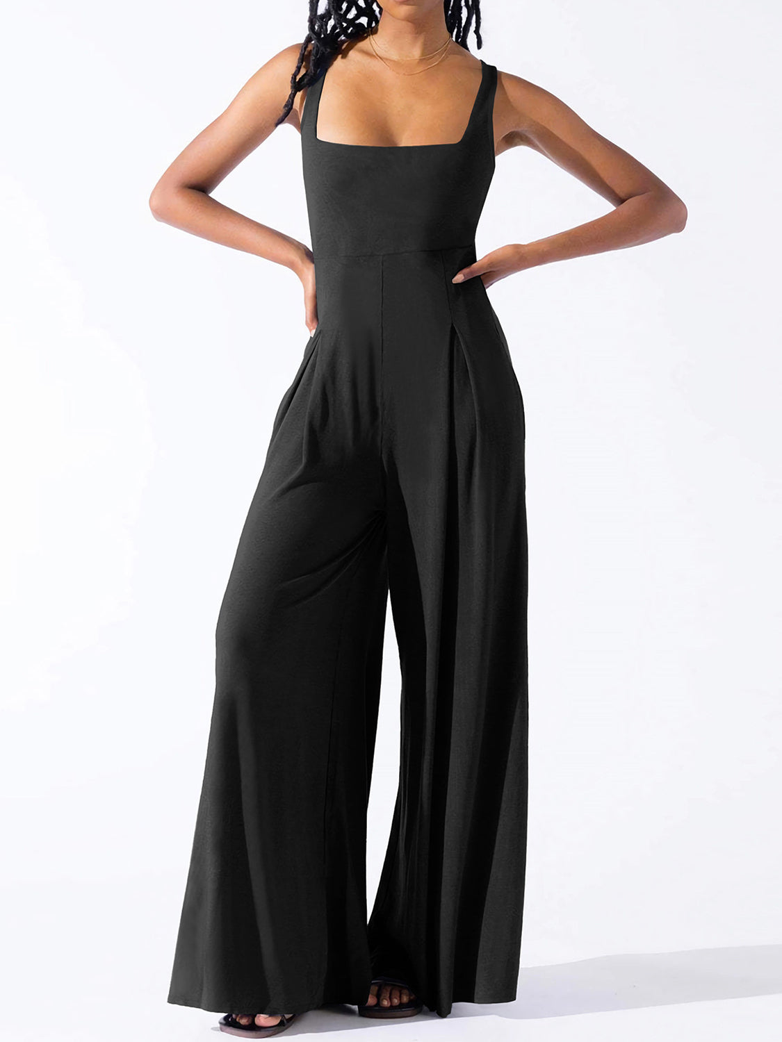 "Avery" Square Neck Wide Strap Jumpsuit