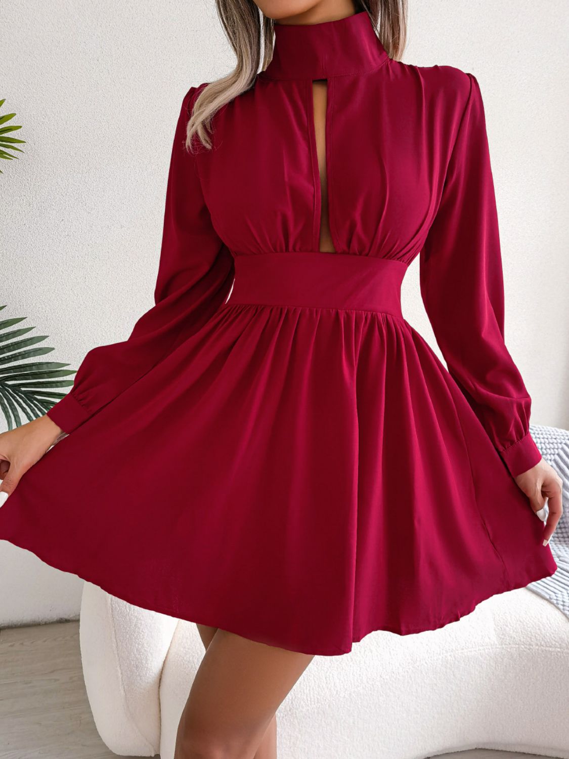 "Isabella" Turtleneck A-Line Mini Dress