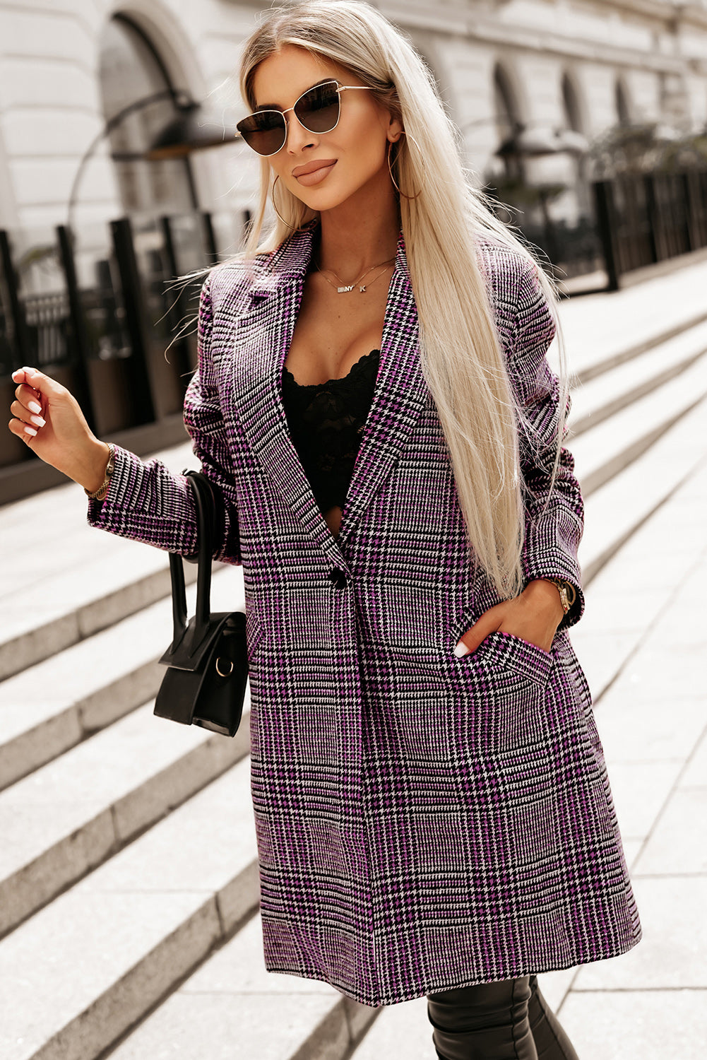 "Brooklyn" Plaid Longline Blazer