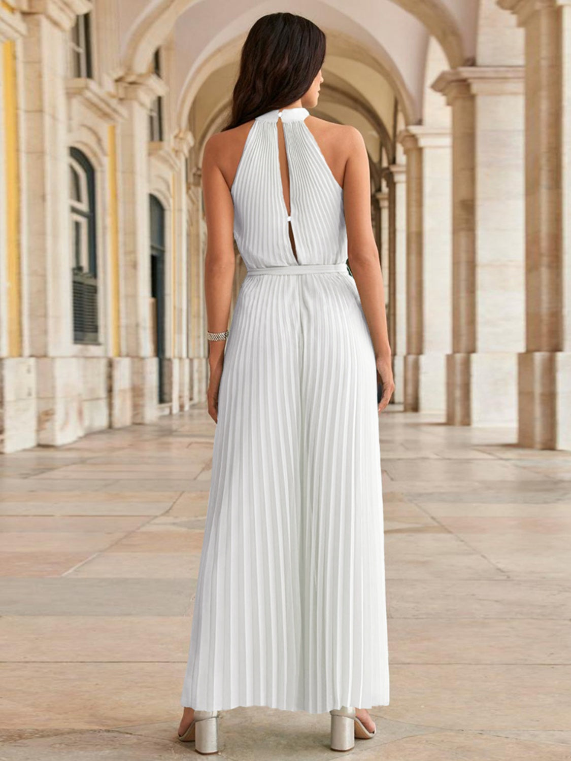 "Talia" Pleated Sleeveless Jumpsuit