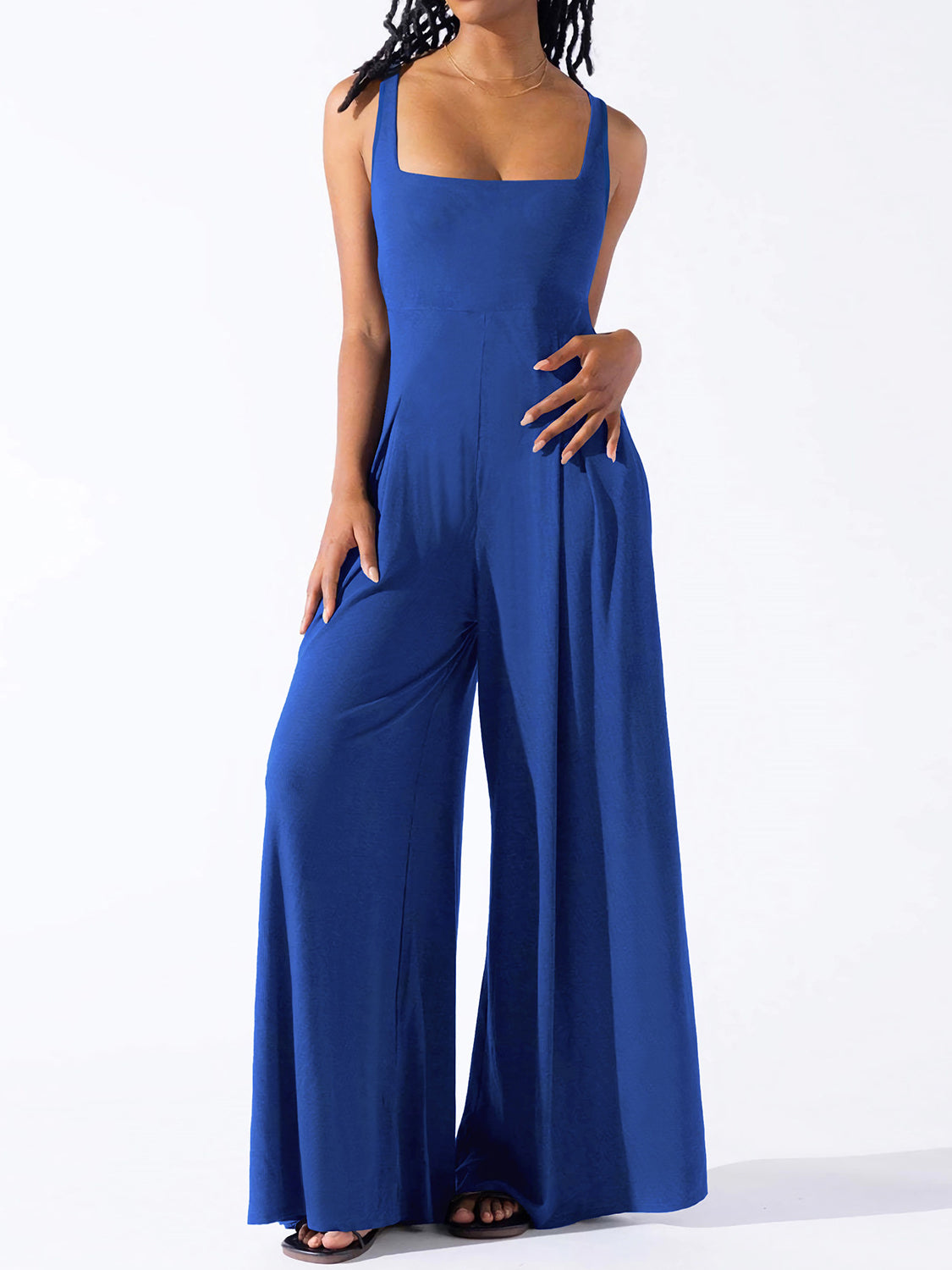 "Avery" Square Neck Wide Strap Jumpsuit